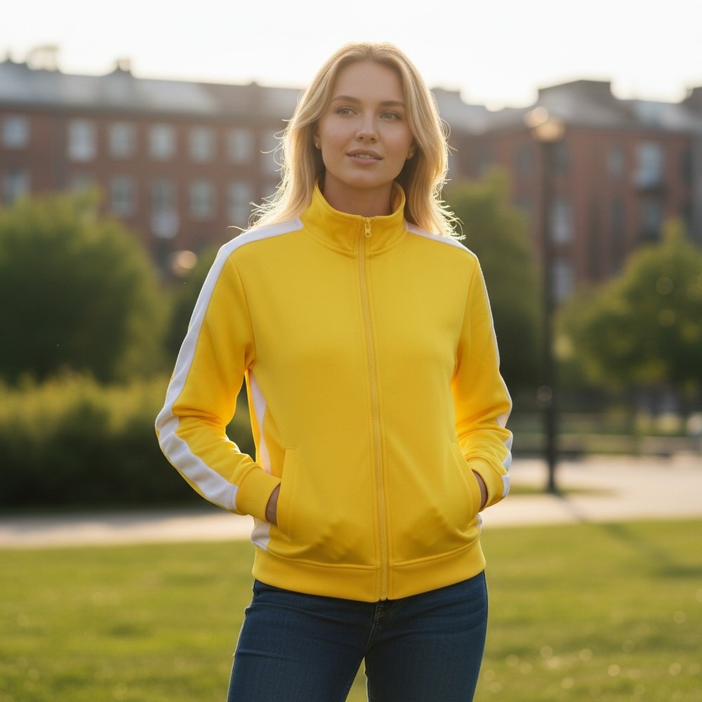 Rebel Minds Track Jacket Womens M Yellow New With Flaw Full Zip Athletic